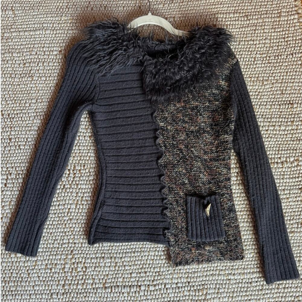 French I.QUING Asymmetric Faux Fur Mixed Media Euro Whimsigoth Fairy Grunge S-M